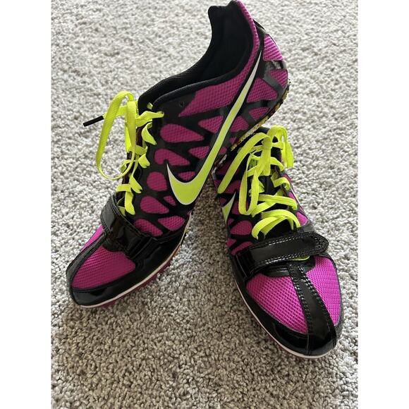 NIKE ZOOM RIVAL S Fuchsia & Lime Athletic Running Cleats Womens Shoes Sz 9.5 - Picture 1 of 11